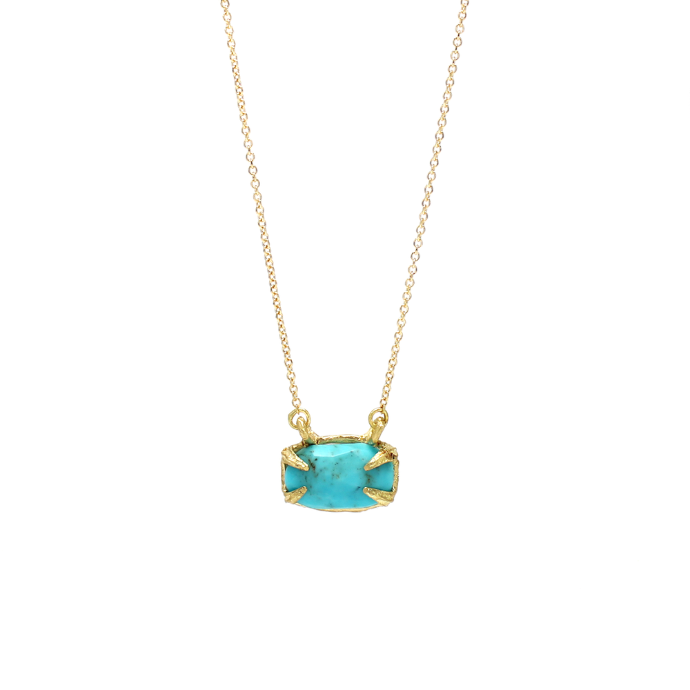 One-of-a-Kind Ridged Prong Turquoise Necklace
