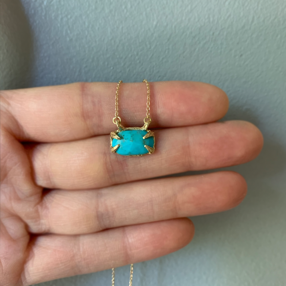 One-of-a-Kind Ridged Prong Turquoise Necklace