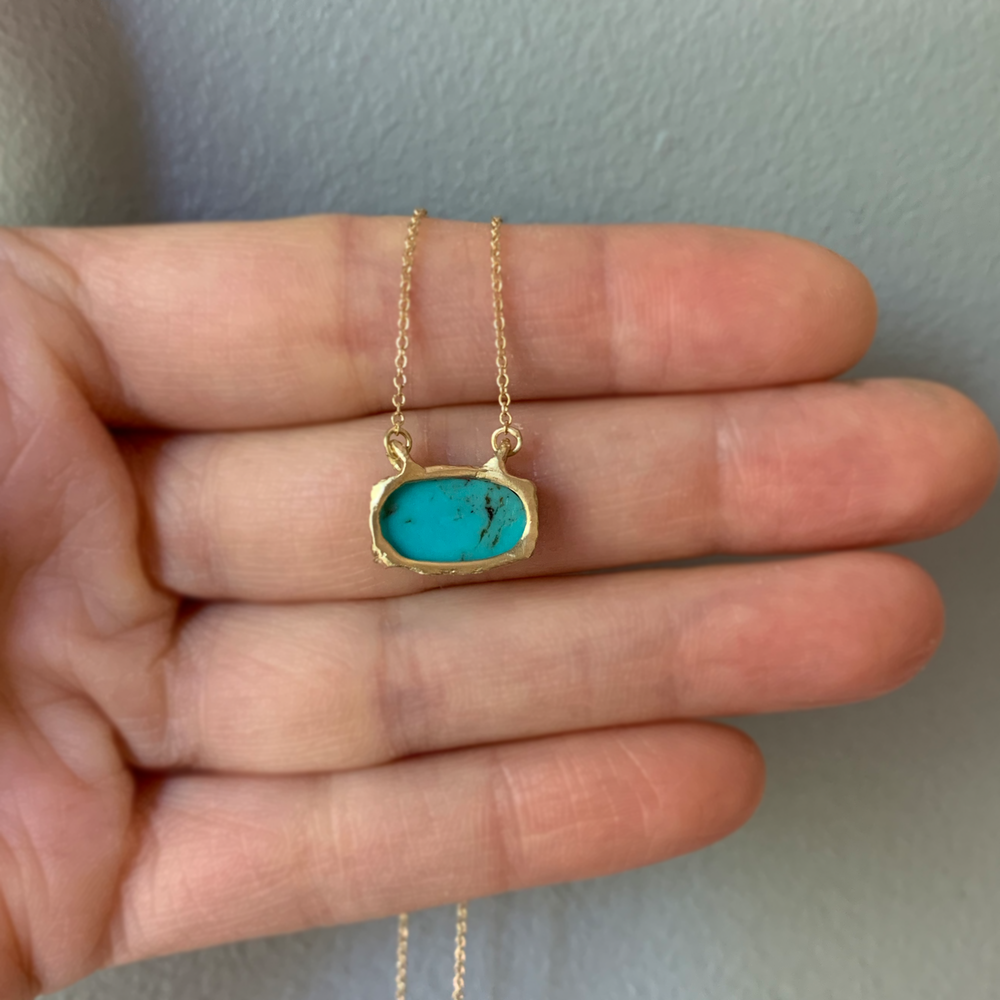 One-of-a-Kind Ridged Prong Turquoise Necklace